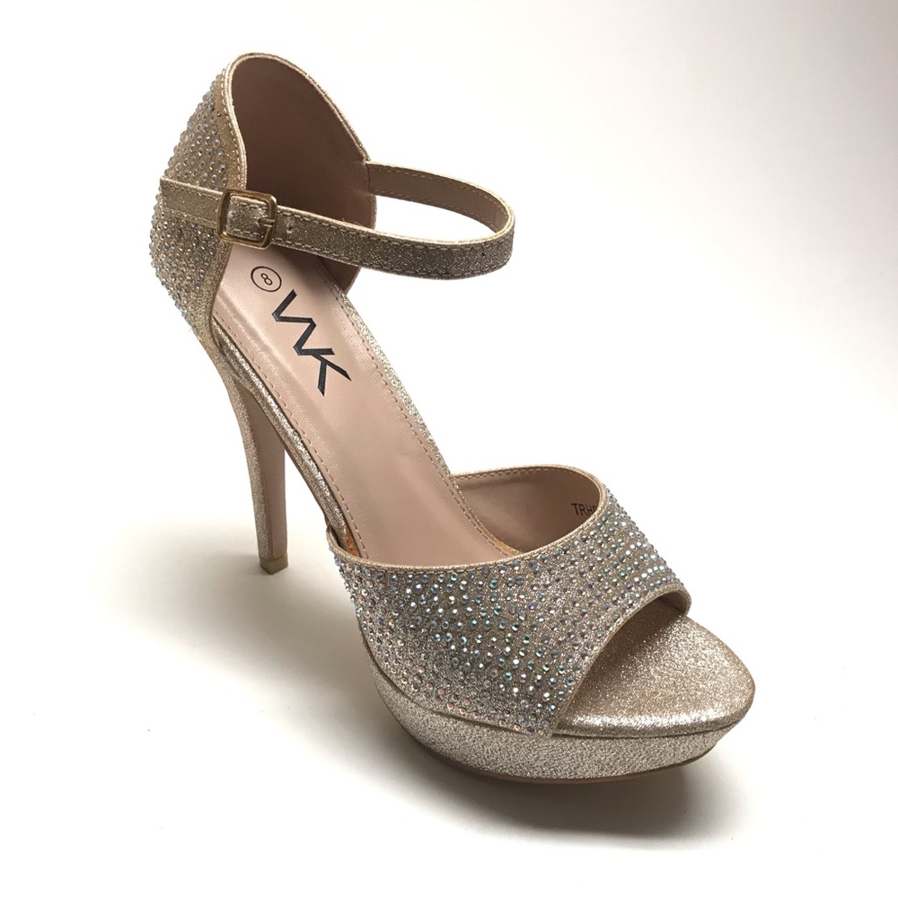 Gold Stiletto High Heel Sandal